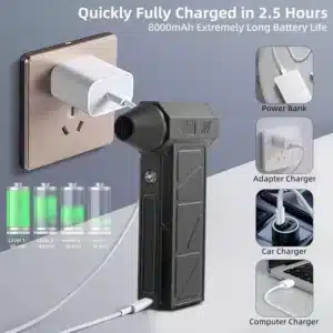 Souffleur d’air électrique et mini aspirateur sans fil avec accessoires et câble USB