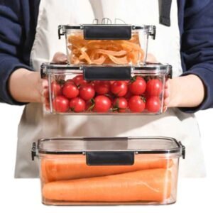 3 boîtes alimentaires hermétiques transparentes noir élégantes au maroc