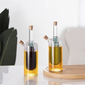 bouteille huile et vinaigre en verre double compartiment