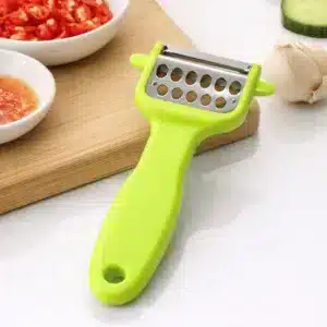 Éplucheur julienne multifonction en acier inoxydable avec manche ergonomique vert pour légumes