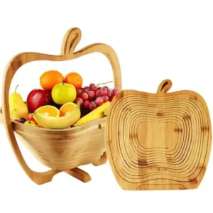 Panier à fruits pliable en bambou design pomme naturel