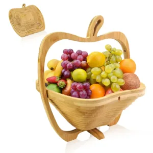 Panier à fruits pliable en bambou design pomme naturel