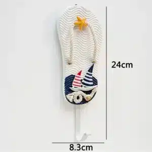 Porte manteau mural décoratif en forme de tong style marin avec crochet