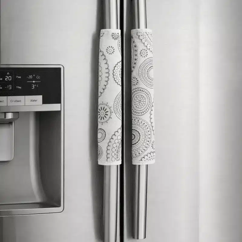 protege-poignees-de-refrigerateur-2-pieces-1 Protège poignées de réfrigérateur en tissu beige antidérapant