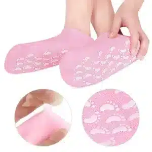 Chaussettes gel pieds Maroc roses avec semelle antidérapante pour hydrater les talons