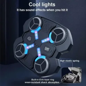 Cible de boxe murale interactive LED noire avec gants pour enfants