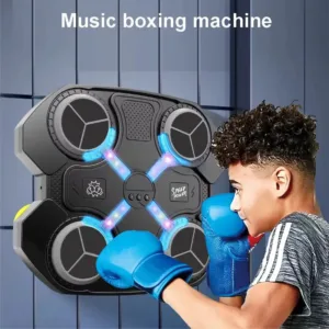 Cible de boxe murale interactive LED noire avec gants pour enfants