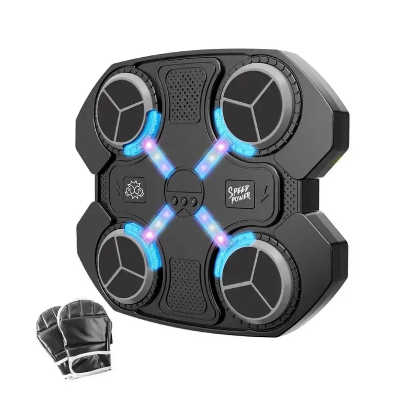 cible-de-boxe-murale-interactive-led Cible de boxe murale interactive LED noire avec gants pour enfants