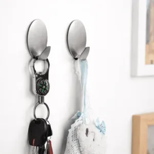 Lot de 6 crochets adhésifs muraux autocollants en acier inoxydable