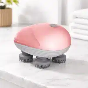 masseur de tête électrique rose à 4 têtes rotatives pour massage du cuir chevelu