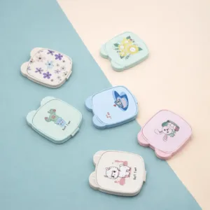 Miroir de poche kawaii pliable vert avec double miroir et boîtiers pastel autour pour sac à main au Maroc