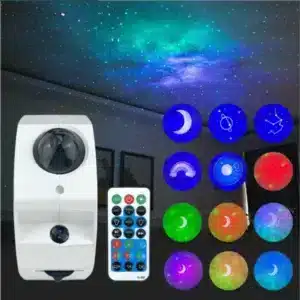 Projecteur galaxie ciel étoilé avec télécommande et disques de projection colorés pour chambre au Maroc