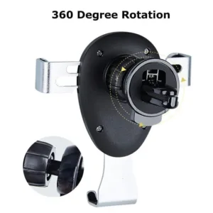 Support Téléphone Voiture par gravité vu de dos avec rotule 360 degrés pour grille d’aération