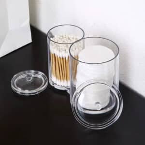Boîte de rangement transparente pour coton-tige et cotons disques au Maroc