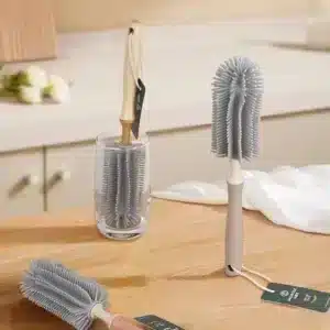 Brosse de nettoyage en silicone pour biberon verre gourde et bouteille au Maroc