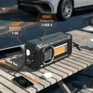 Démarreur de batterie portable avec compresseur et écran digital pour voiture au Maroc