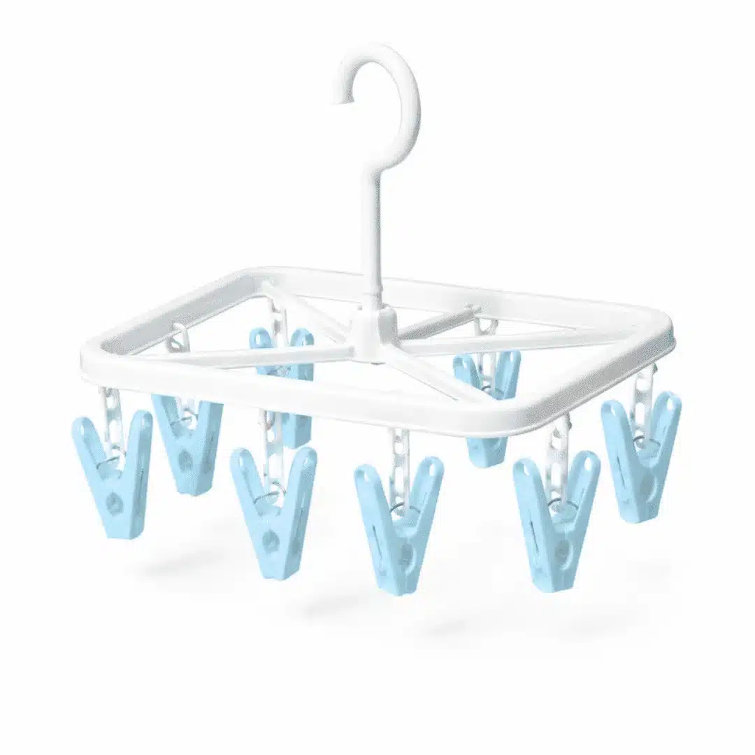 etendoir-a-chaussettes-avec-pinces-bleu Étendoir à chaussettes suspendu avec pinces jaunes pour balcon au Maroc