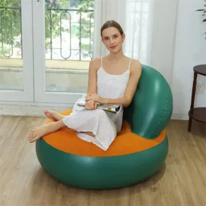 Fauteuil gonflable confortable pour salon et chambre au Maroc en coloris kaki et vert orange
