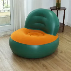 Fauteuil gonflable confortable pour salon et chambre au Maroc en coloris kaki et vert orange