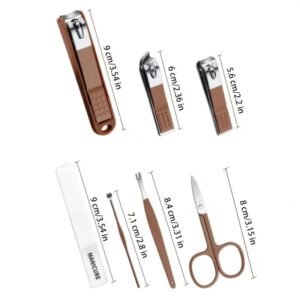 kit manucure complet marron avec coupe ongles, lime, ciseaux et outils dans un étui compact au maroc