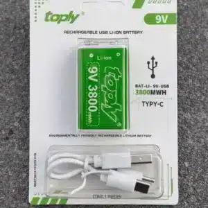 Pile 9V rechargeable USB Type-C avec câble de recharge au Maroc