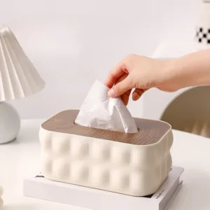 boîte à mouchoirs avec couvercle en bambou au design premium