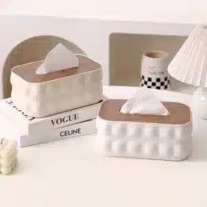 boîte à mouchoirs avec couvercle en bambou au design premium