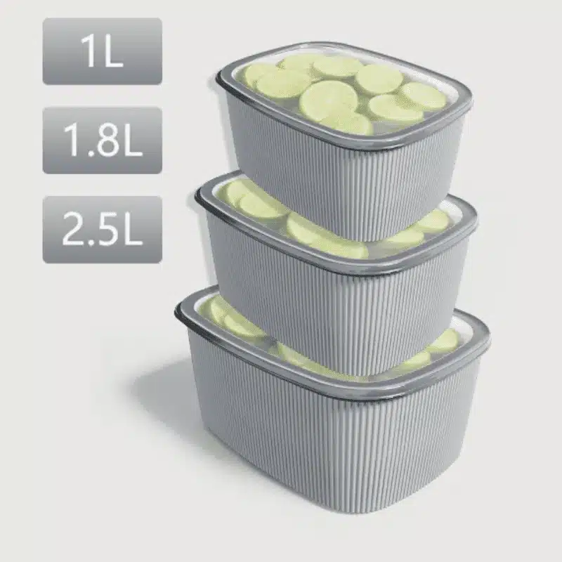 boites-de-conservation-alimentaire-3-pieces-gris Lot de Boîtes de Conservation Alimentaire avec Couvercles Hermétiques