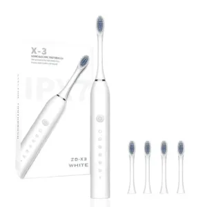 Brosse à dents électrique sonique rechargeable rose avec têtes de rechange au Maroc