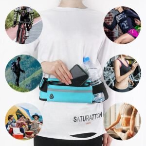 Ceinture de sport avec porte-bouteille, poches zippées et rangement téléphone pour running