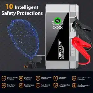 demarreur voiture 1200A maroc compresseur air portable jump starter batterie secours voiture