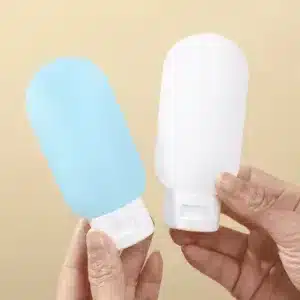 flacon de voyage silicone rechargeable anti fuite shampooing gel douche maroc