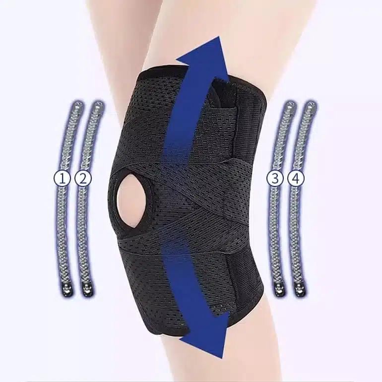 genouillere-de-maintien-reglable-1 Genouillère de maintien réglable avec sangles croisées et ouverture rotule au Maroc