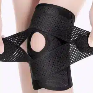 Genouillère de maintien réglable avec sangles croisées et ouverture rotule au Maroc