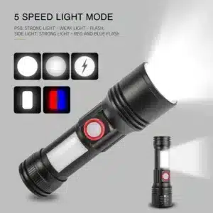 lampe torche led rechargeable puissante multifonction 5 modes maroc