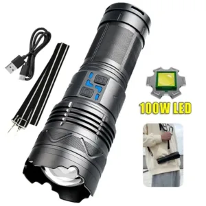Lampe Torche LED Rechargeable Ultra Puissante 100W Longue Portée