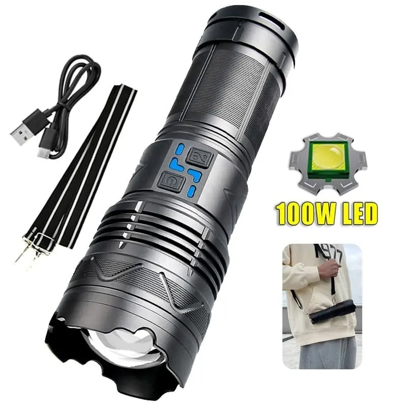 lampe-torche-led-rechargeable-ultra-puissante-avec-mallette-1 Lampe Torche LED Rechargeable Ultra Puissante 100W Longue Portée