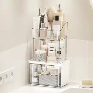 Organisateur de maquillage 2 niveaux avec tiroir - Violet