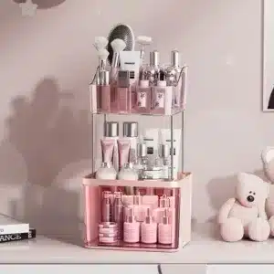 Organisateur de maquillage 2 niveaux avec tiroir - Violet