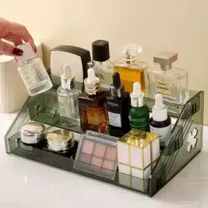 organisateur maquillage transparent 3 niveaux rangement cosmetique maroc