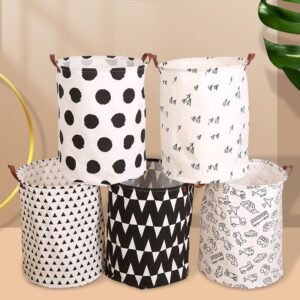 Panier de rangement pliable en tissu avec motifs modernes