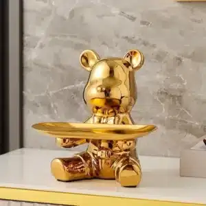 Porte bijoux ours doré luxe support bijoux décoration moderne Maroc