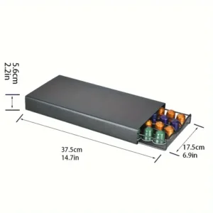 Tiroir rangement capsules café Nespresso avec support machine noir cuisine Maroc