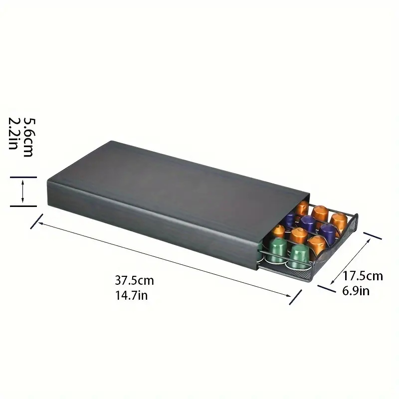 tiroir-de-rangement-capsules-cafe-1 Tiroir rangement capsules café Nespresso avec support machine noir cuisine Maroc