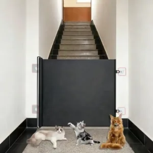 Barrière rétractable de sécurité pour chiens et chats avec fixation murale sans perçage