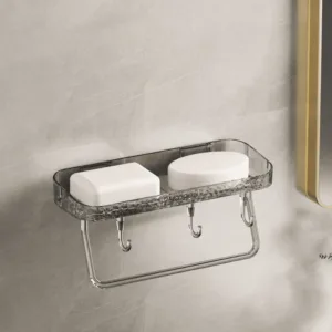 Étagère adhésive avec crochet et porte serviette