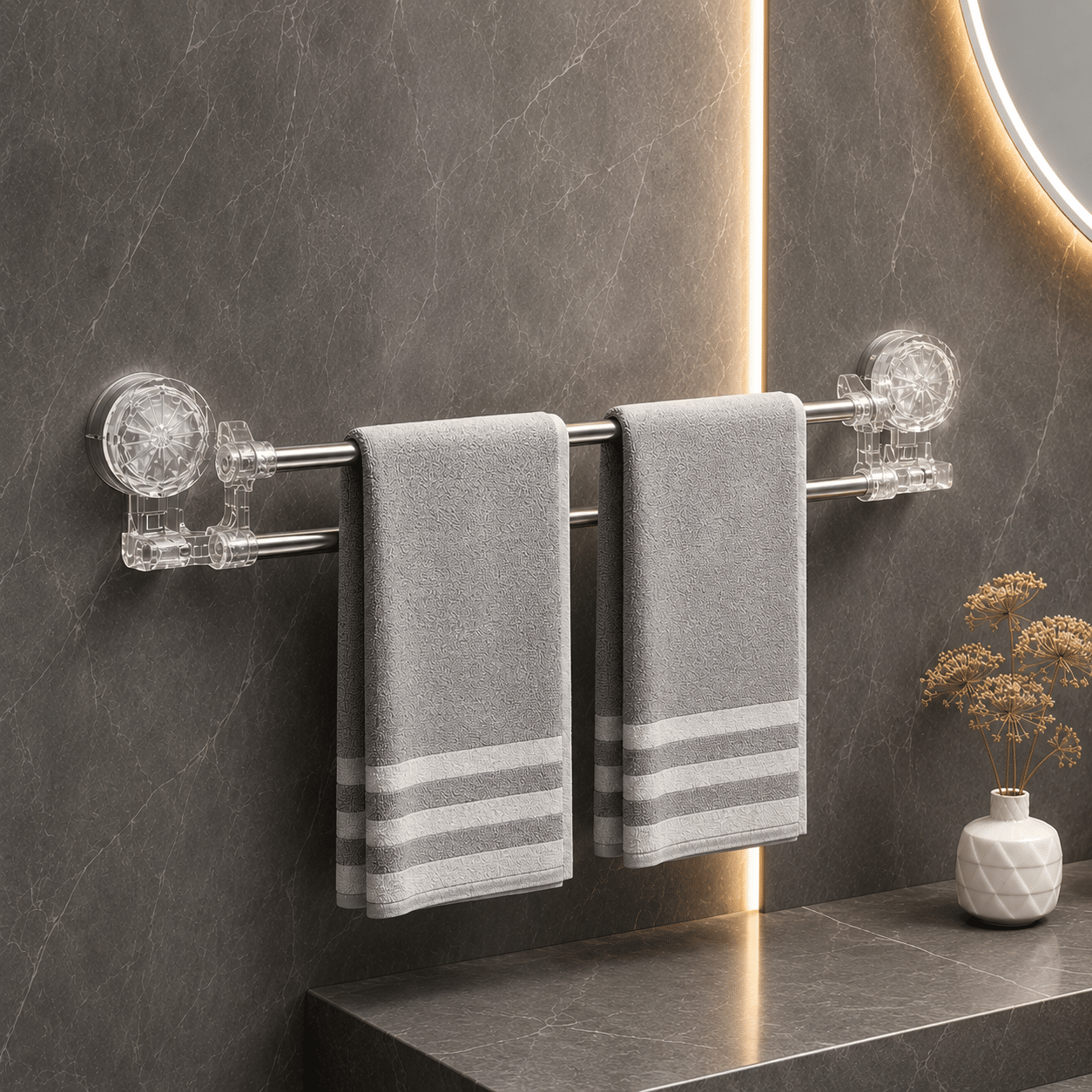 porte-serviettes-double-extensible-a-ventouses-transparent Porte Serviettes Double Extensible à Ventouses Ultra-Puissantes