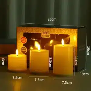 Set de Bougies LED Décoratives Sans Flamme 3 Pièces – Ambiance Chic & Relaxante | Maroc