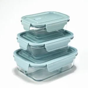 Lot de 3 Boîtes de Conservation Alimentaire en Verre Hermétiques