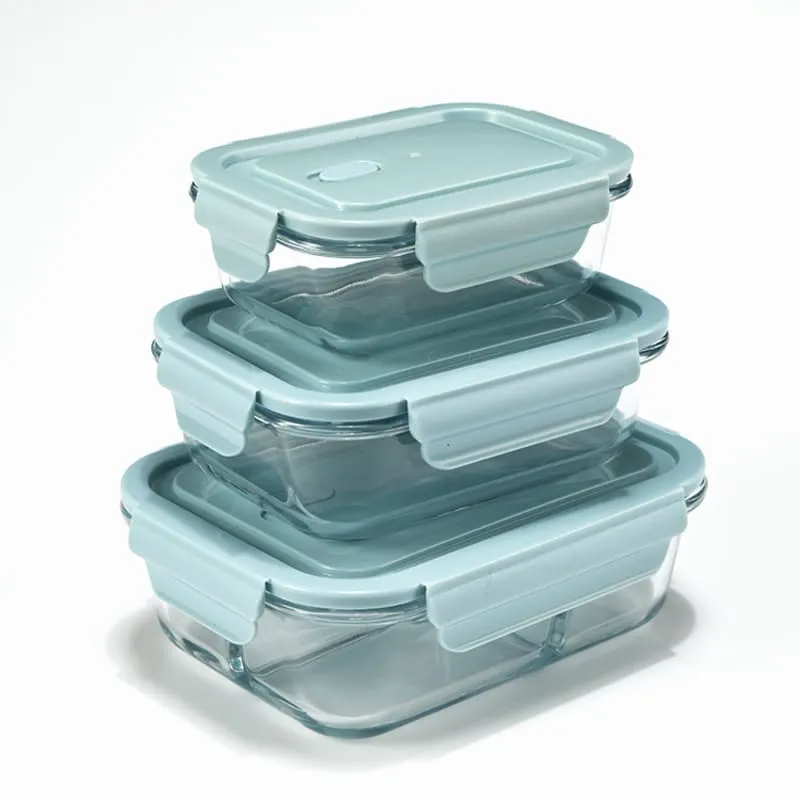 3-boites-de-conservation-alimentaire-en-verre-bleu Lot de 3 Boîtes de Conservation Alimentaire en Verre Hermétiques